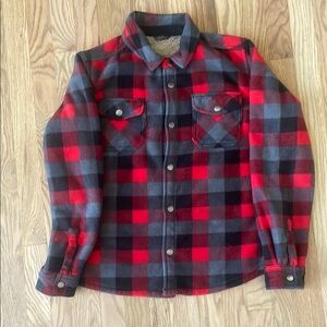 Eddie Bauer Red and Black Plaid Button-Up Jacket size 14/16